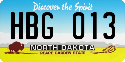 ND license plate HBG013