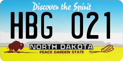 ND license plate HBG021