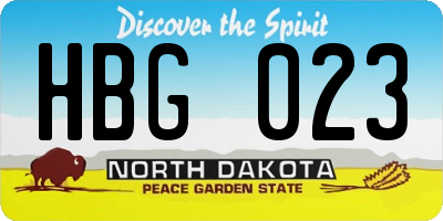 ND license plate HBG023