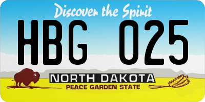 ND license plate HBG025