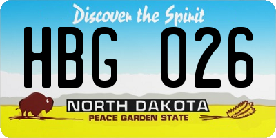 ND license plate HBG026