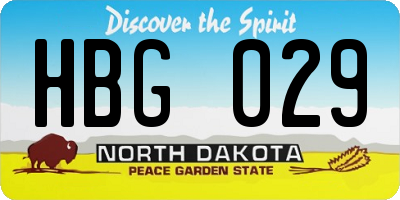 ND license plate HBG029