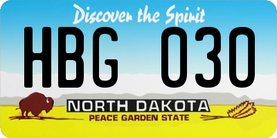 ND license plate HBG030