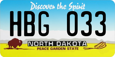 ND license plate HBG033
