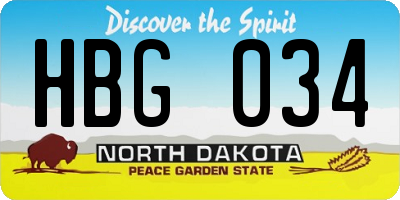 ND license plate HBG034