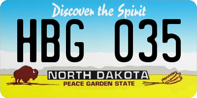 ND license plate HBG035