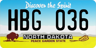 ND license plate HBG036