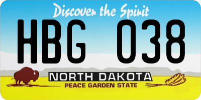 ND license plate HBG038