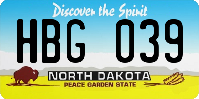 ND license plate HBG039
