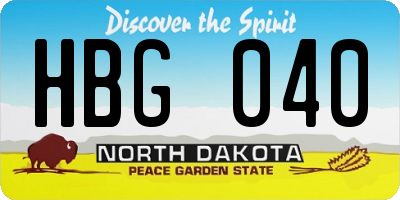 ND license plate HBG040