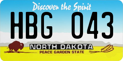 ND license plate HBG043