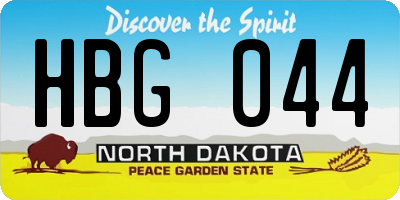 ND license plate HBG044