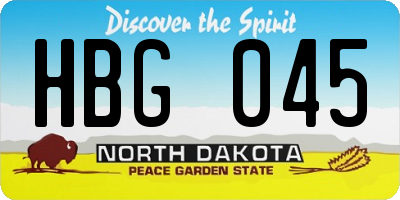 ND license plate HBG045