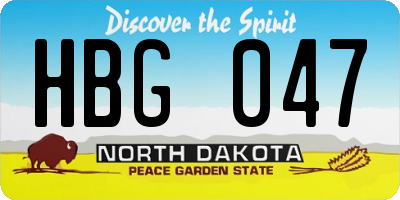 ND license plate HBG047