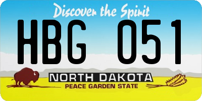 ND license plate HBG051