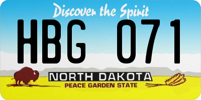 ND license plate HBG071