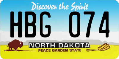 ND license plate HBG074