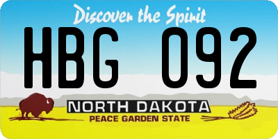 ND license plate HBG092