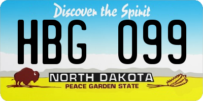 ND license plate HBG099