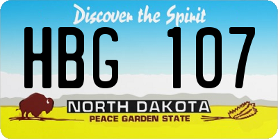 ND license plate HBG107