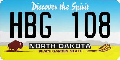 ND license plate HBG108