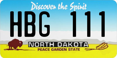 ND license plate HBG111