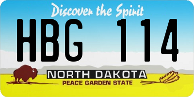 ND license plate HBG114
