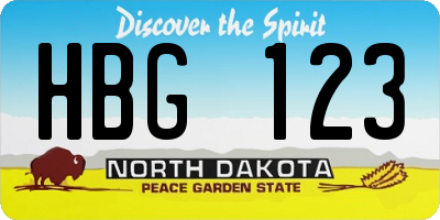 ND license plate HBG123