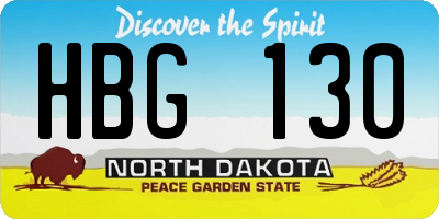 ND license plate HBG130