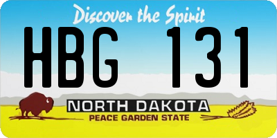 ND license plate HBG131