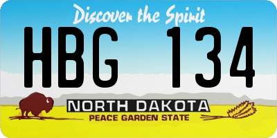 ND license plate HBG134