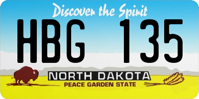 ND license plate HBG135