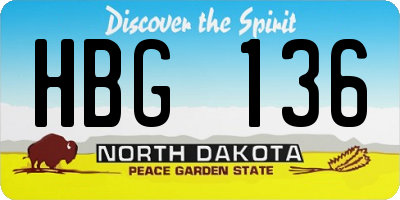 ND license plate HBG136