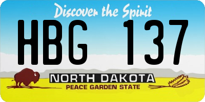 ND license plate HBG137