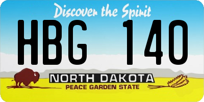 ND license plate HBG140