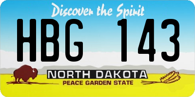 ND license plate HBG143