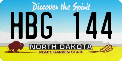 ND license plate HBG144