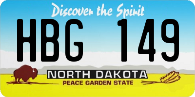 ND license plate HBG149