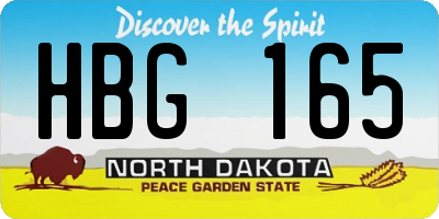 ND license plate HBG165