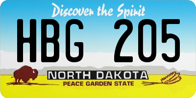 ND license plate HBG205