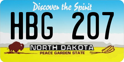 ND license plate HBG207