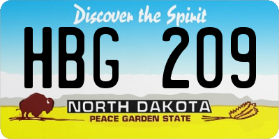 ND license plate HBG209