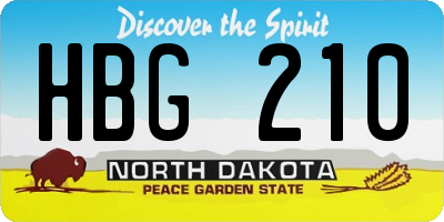 ND license plate HBG210