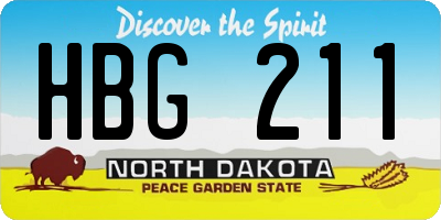 ND license plate HBG211