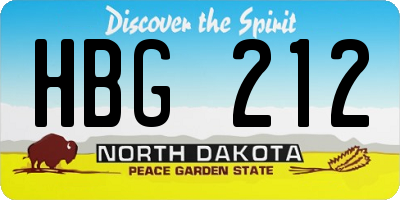 ND license plate HBG212