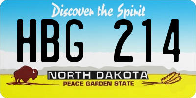 ND license plate HBG214