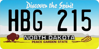 ND license plate HBG215