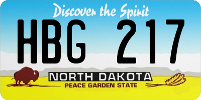 ND license plate HBG217