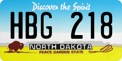 ND license plate HBG218