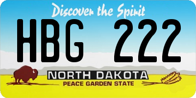 ND license plate HBG222